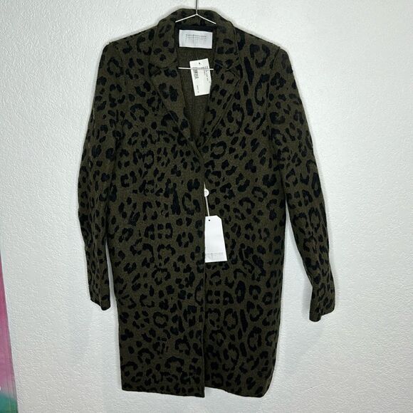 NWT HARRIS WHARF LONDON
Cocoon Leopard Printed Boiled Cotton Coat Green Small - Picture 2 of 15